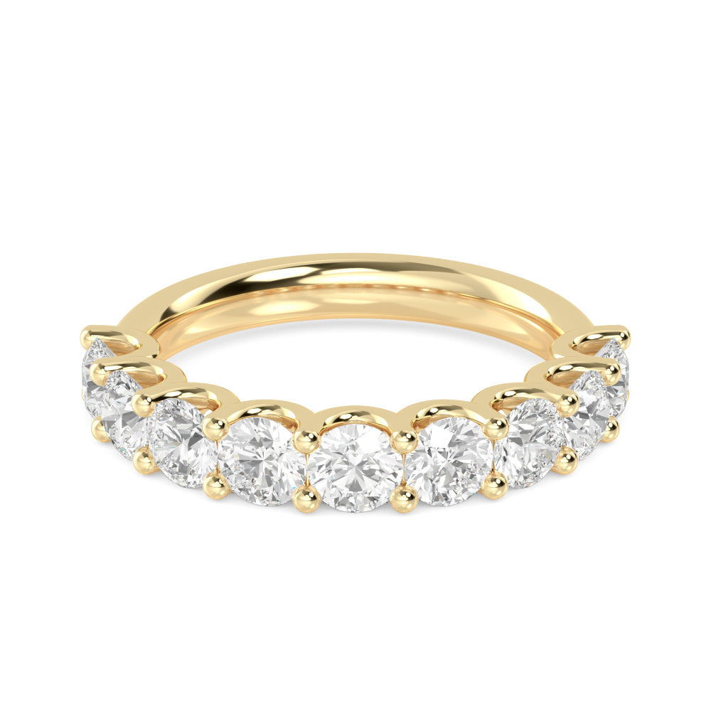 1.69ctw Round Brilliant Lab-Grown Diamond 9-Stone Wedding Band in 14k Yellow Gold