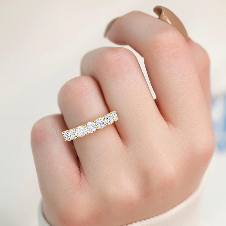 1.69ctw Round Brilliant Lab-Grown Diamond 9-Stone Wedding Band in 14k Yellow Gold