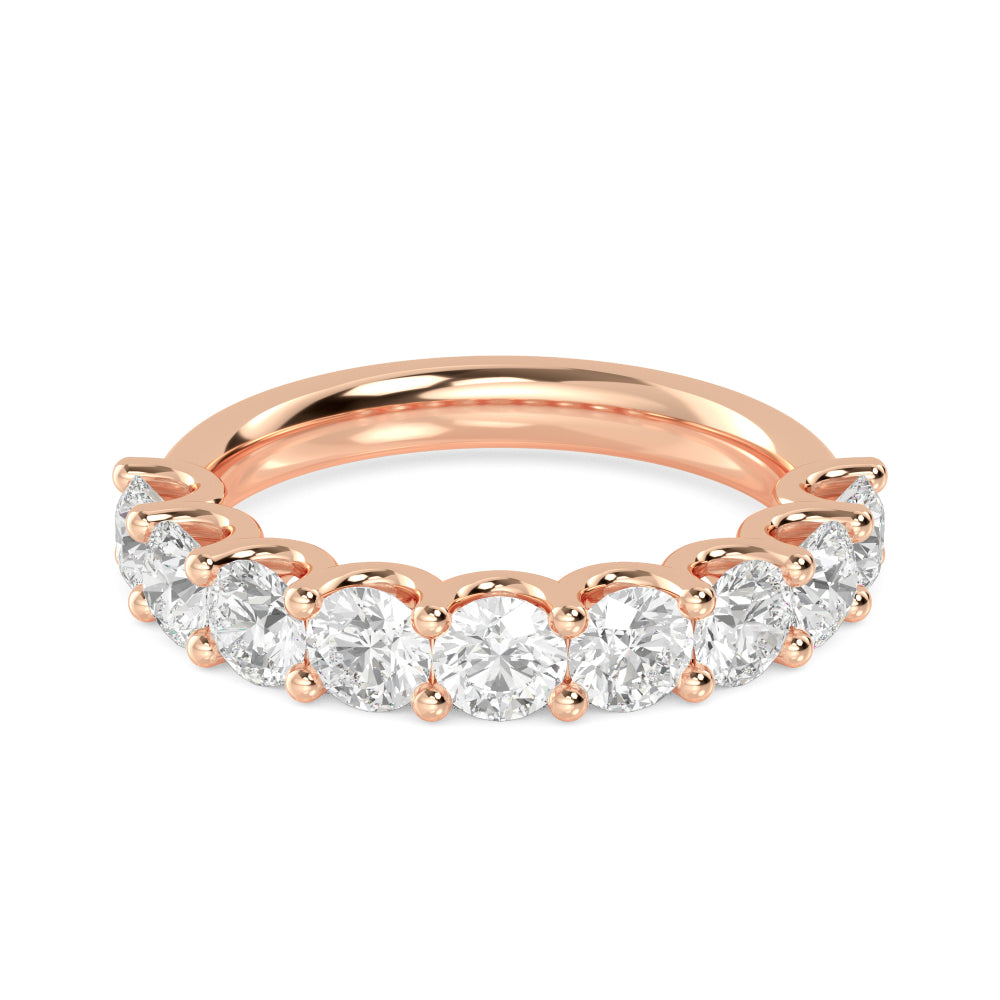 1.69ctw Round Brilliant Lab-Grown Diamond 9-Stone Wedding Band in 14k Rose Gold