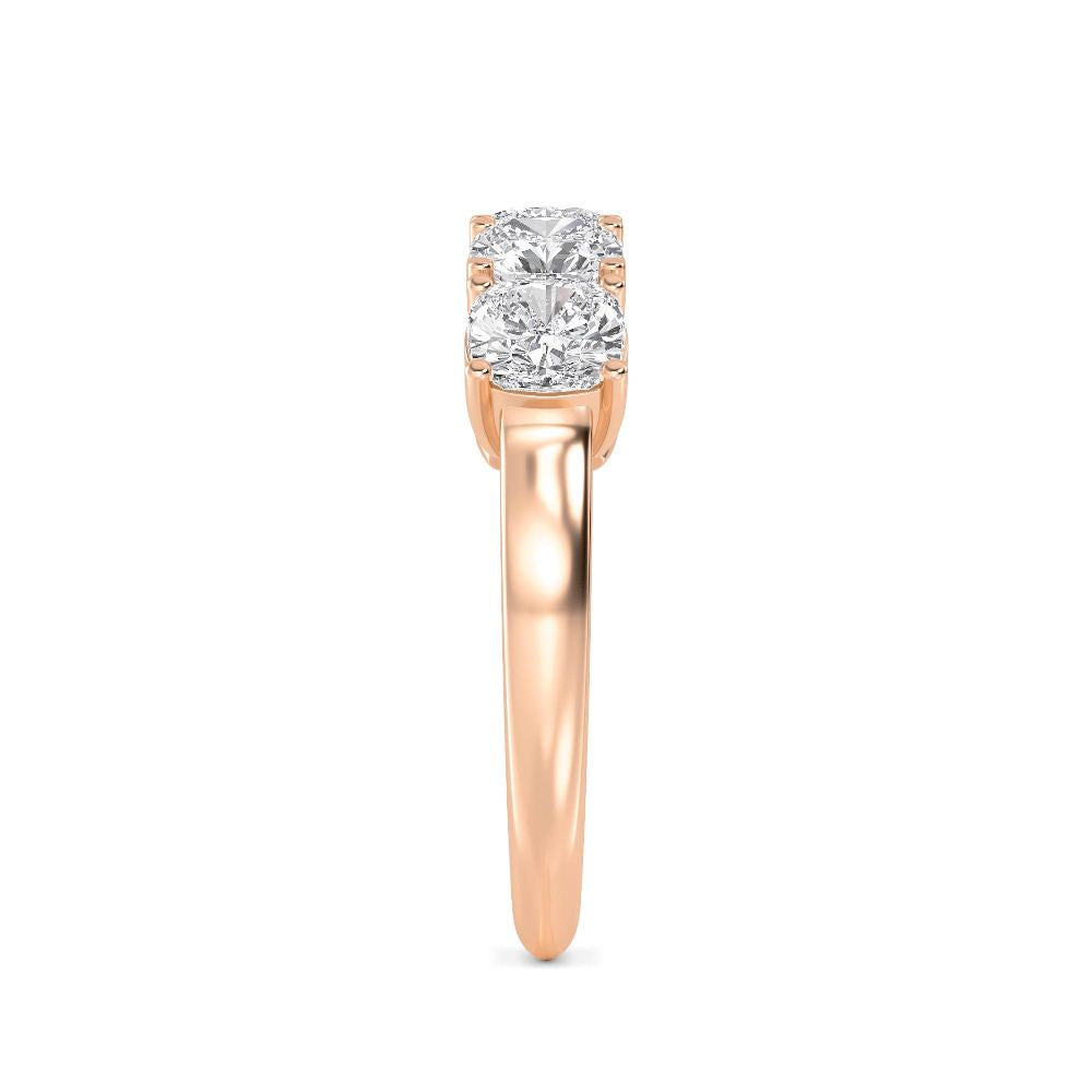 2.39ctw Cushion Cut Lab-Grown Diamond 5-Stone Wedding Band in 14k Rose Gold