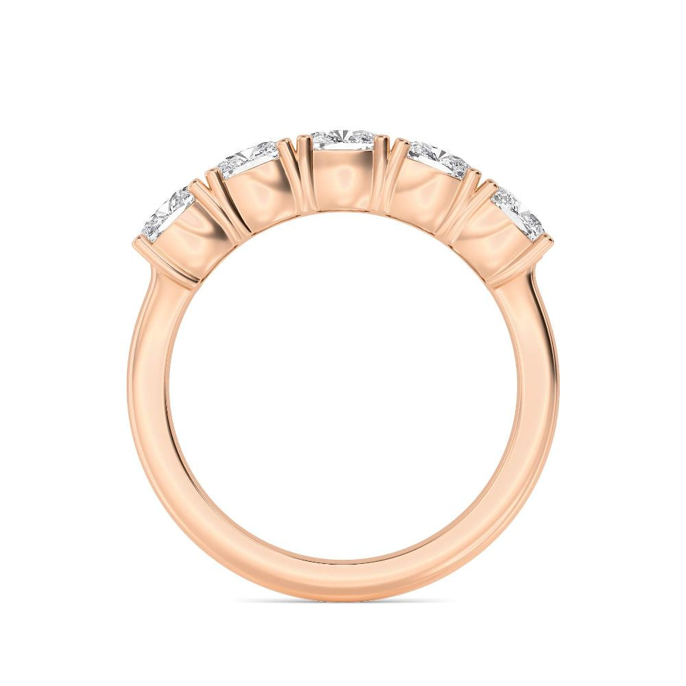 2.39ctw Cushion Cut Lab-Grown Diamond 5-Stone Wedding Band in 14k Rose Gold