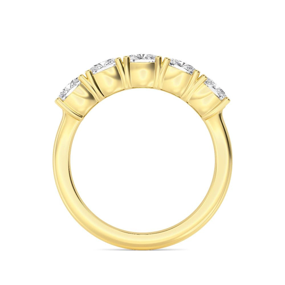 2.39ctw Cushion Cut Lab-Grown Diamond 5-Stone Wedding Band in 14k Yellow Gold