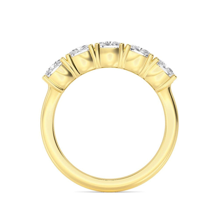 2.39ctw Cushion Cut Lab-Grown Diamond 5-Stone Wedding Band in 14k Yellow Gold