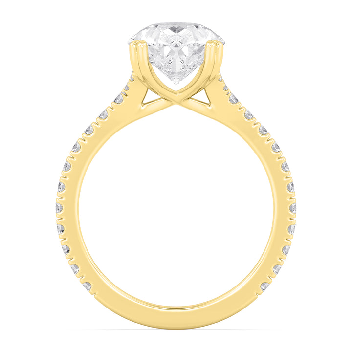 IGI Graded 3.53ct Pear with Round Brilliants Lab-Grown Diamond Split-Shank Engagement Ring in 14k Yellow Gold
