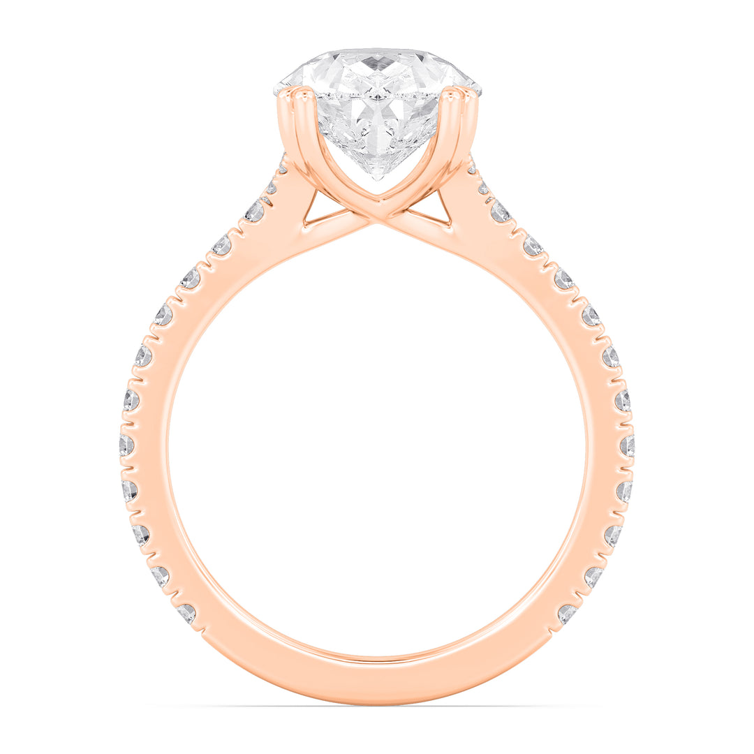 IGI Graded 3.53ct Pear with Round Brilliants Lab-Grown Diamond Split-Shank Engagement Ring in 14k Rose Gold