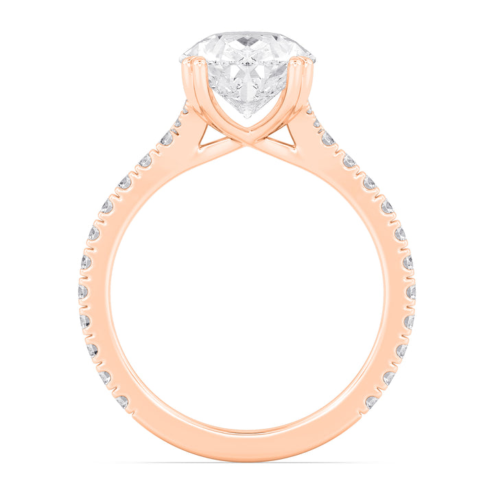 IGI Graded 3.53ct Pear with Round Brilliants Lab-Grown Diamond Split-Shank Engagement Ring in 14k Rose Gold
