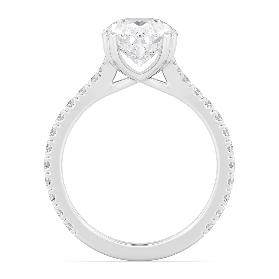 IGI Graded 3.53ct Pear with Round Brilliants Lab-Grown Diamond Split-Shank Engagement Ring in 14k White Gold