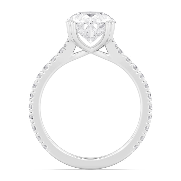 IGI Graded 3.53ct Pear with Round Brilliants Lab-Grown Diamond Split-Shank Engagement Ring in 14k White Gold