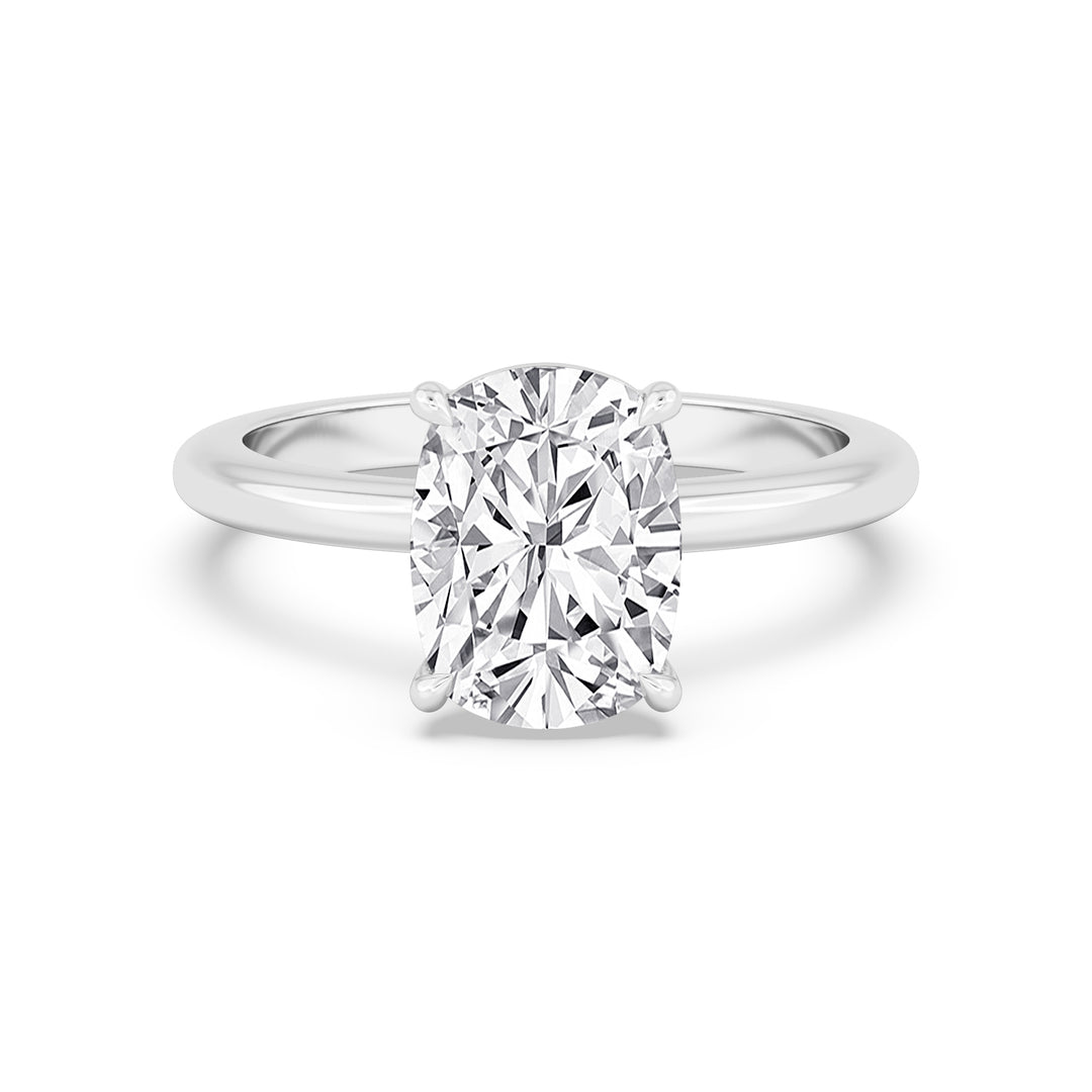 IGI Graded 3.02ct Cushion Cut with Hidden Halo Lab-Grown Diamond Engagement Ring in 14k White Gold