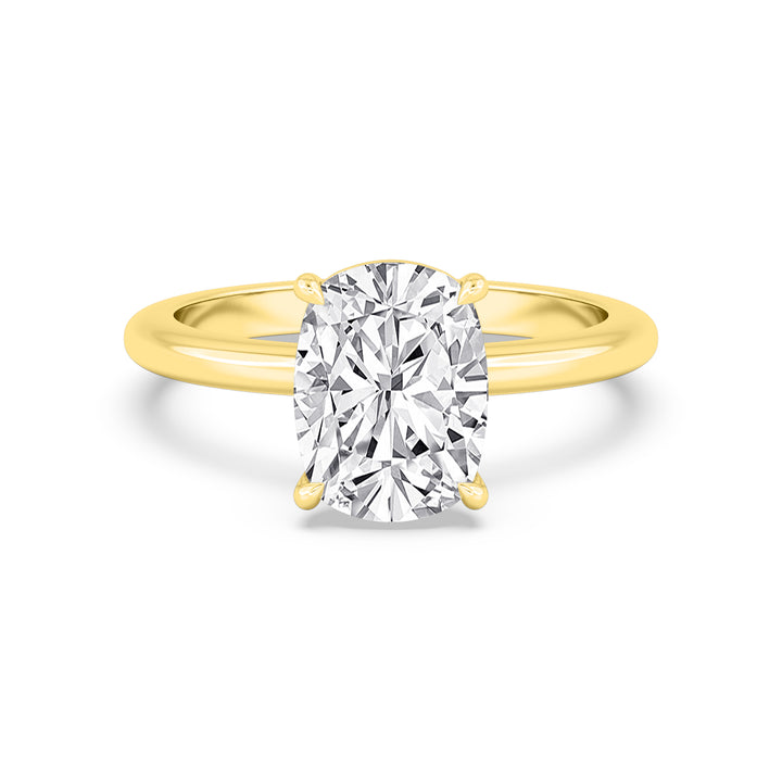 IGI Graded 3.02ct Cushion Cut with Hidden Halo Lab-Grown Diamond Engagement Ring in 14k Yellow Gold