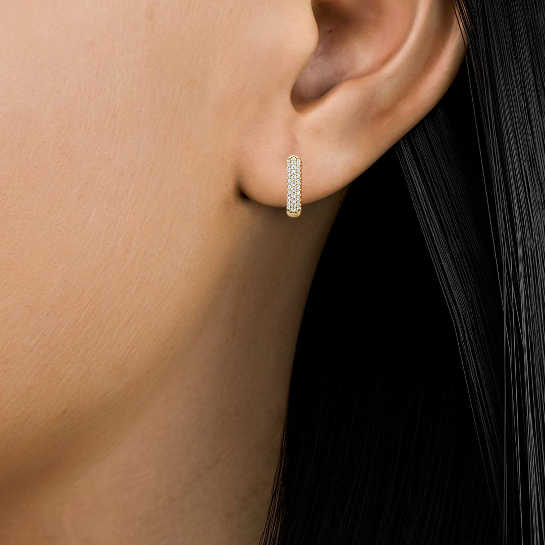 0.40ctw Round Brilliant Lab-Grown Diamond Pavé Twisted Hoop Earrings in 14kt Yellow Gold