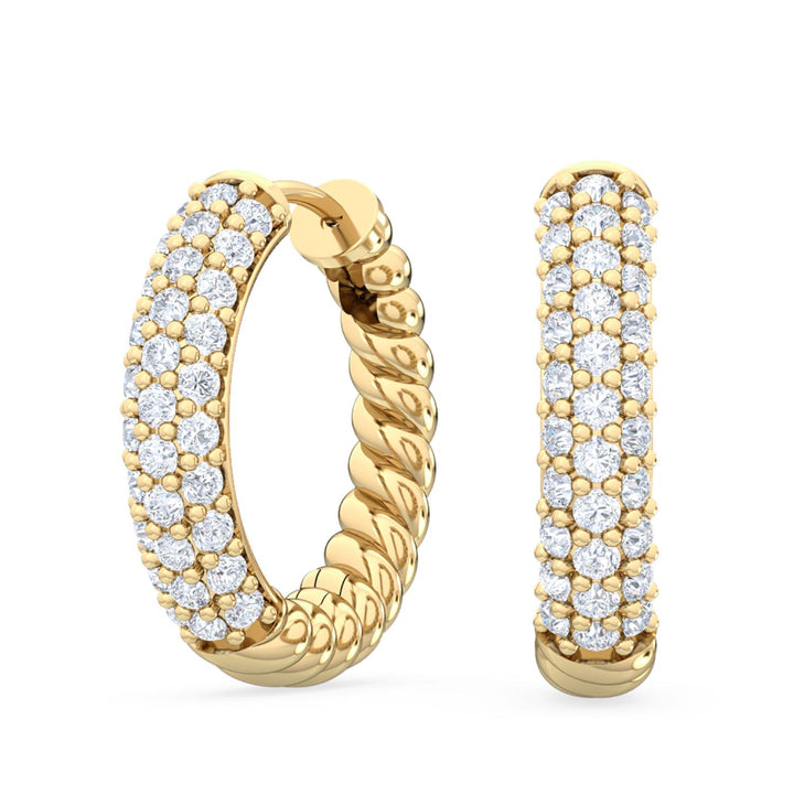 0.40ctw Round Brilliant Lab-Grown Diamond Pavé Twisted Hoop Earrings in 14kt Yellow Gold