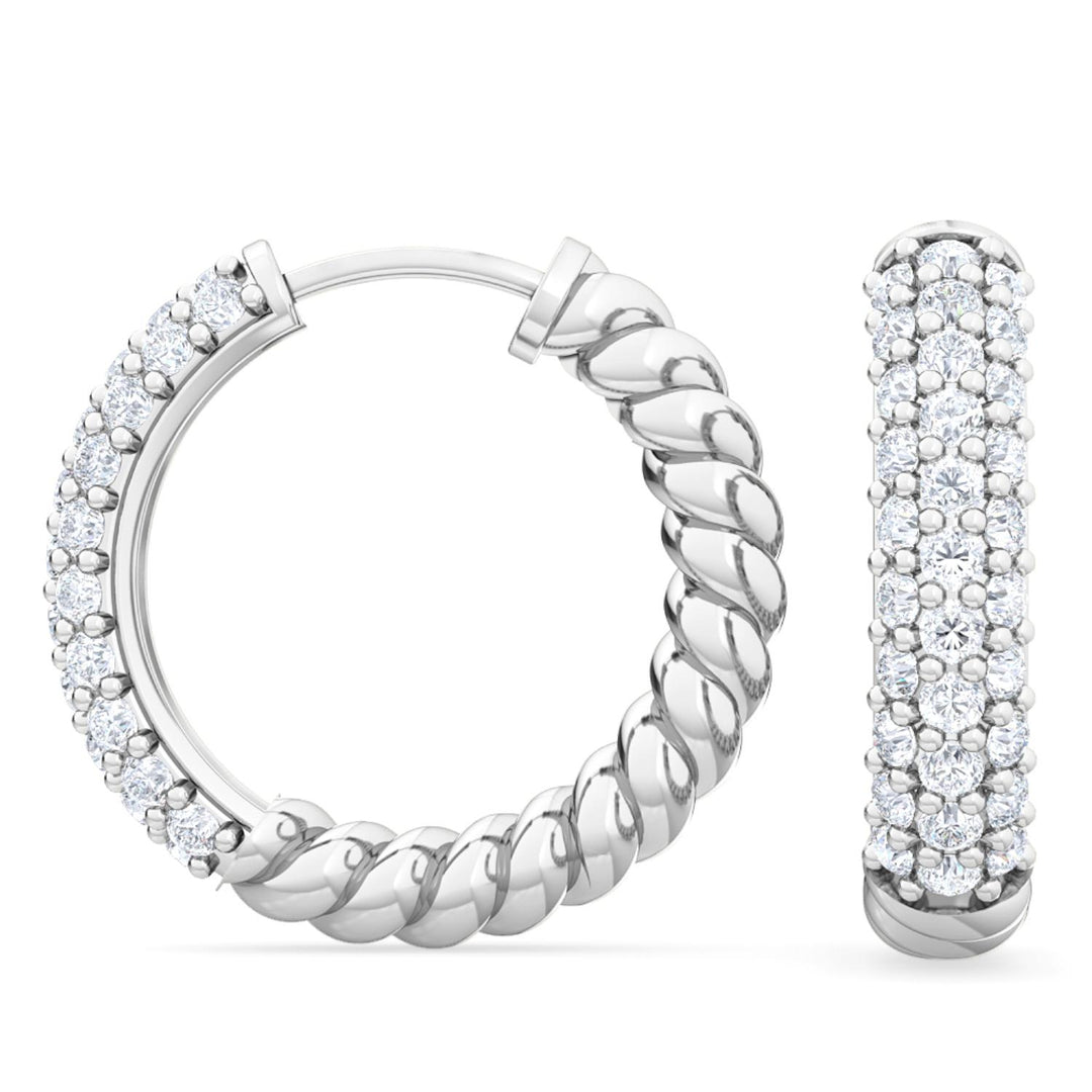 0.40ctw Round Brilliant Lab-Grown Diamond Pavé Twisted Hoop Earrings in 14kt White Gold