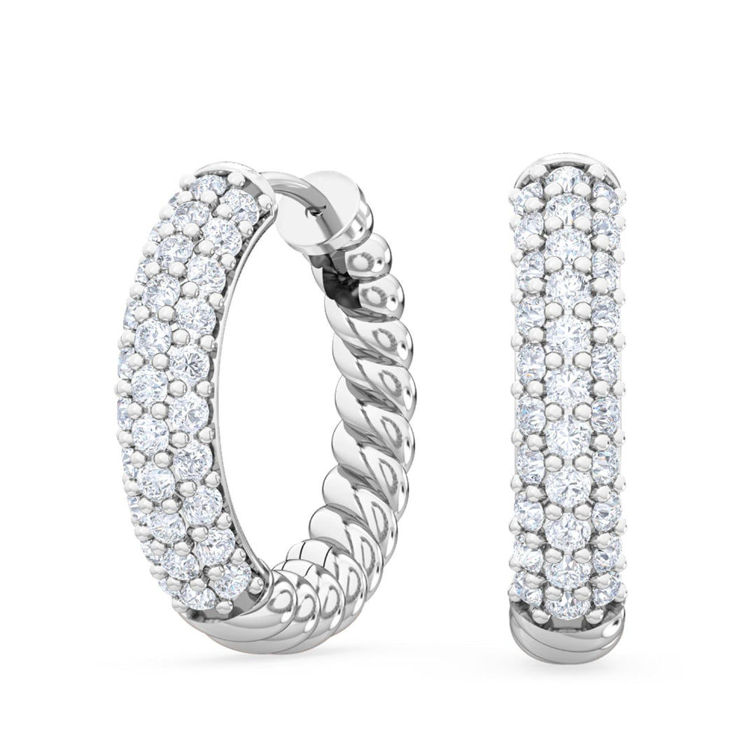 0.40ctw Round Brilliant Lab-Grown Diamond Pavé Twisted Hoop Earrings in 14kt White Gold