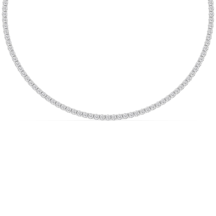 21.04ctw Round Brilliant Lab-Grown Diamond 16" Tennis Necklace in 14k White Gold