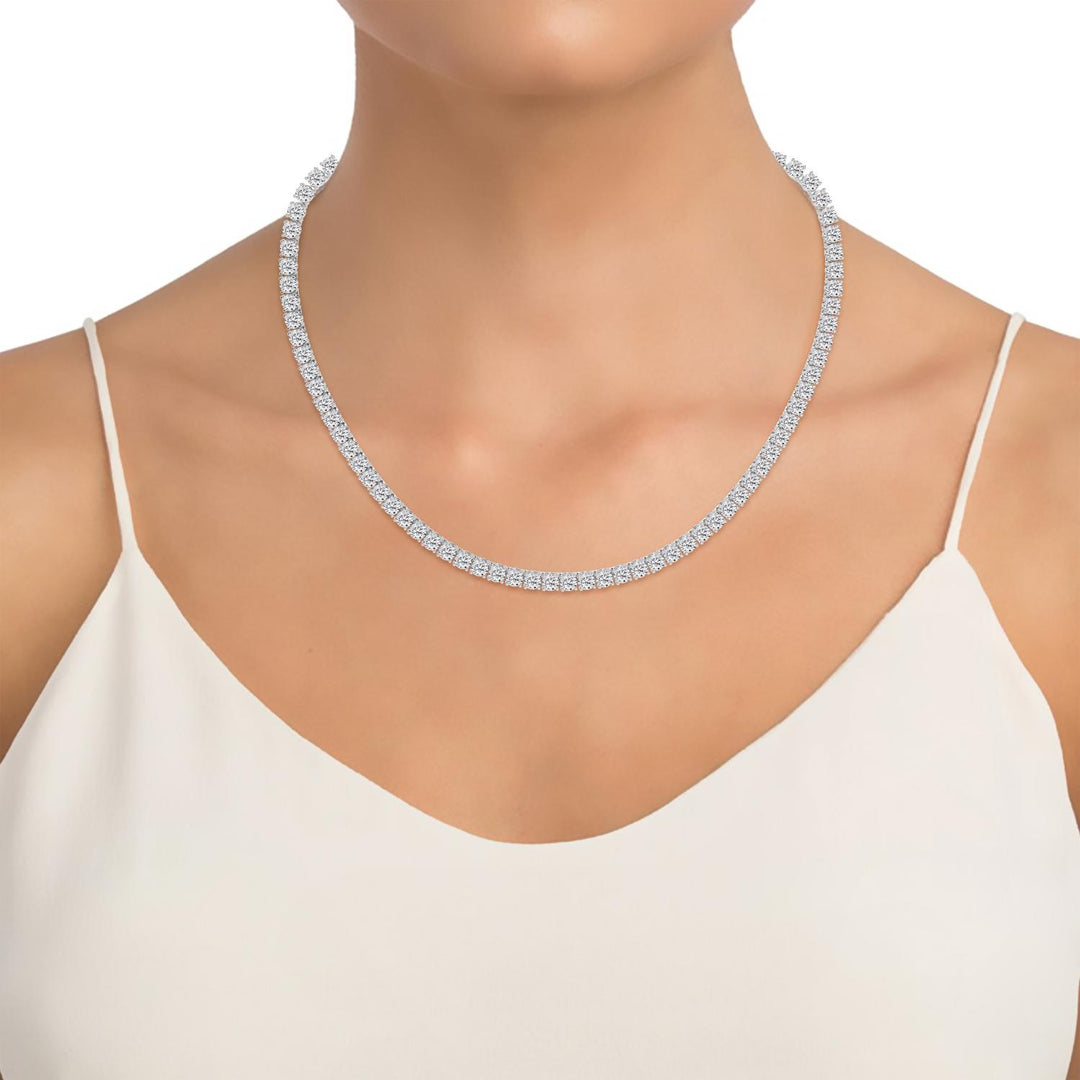 21.04ctw Round Brilliant Lab-Grown Diamond 16" Tennis Necklace in 14k White Gold