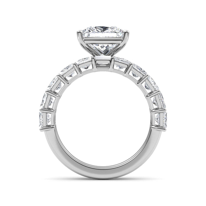 IGI Graded 3.11ct Princess Center with Baguette & Princess Cut Lab-Grown Diamond Wedding Set 14k White Gold