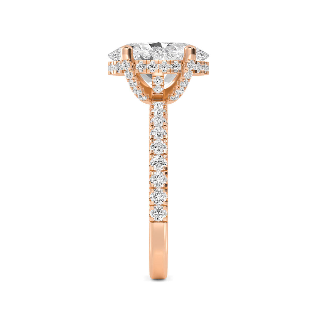 IGI Graded 4.00ct Oval with Round Brilliant Lab-Grown Diamonds Hidden Halo Engagement Ring in 14k Rose Gold