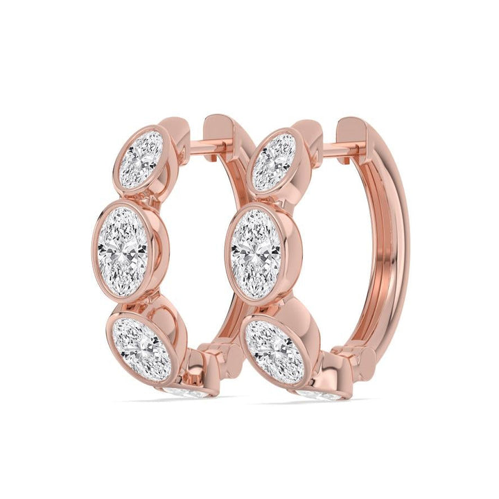 2.41ctw Oval Cut Lab-Grown Diamond Bezel-Set Huggie Hoop Earrings in 14k Rose Gold