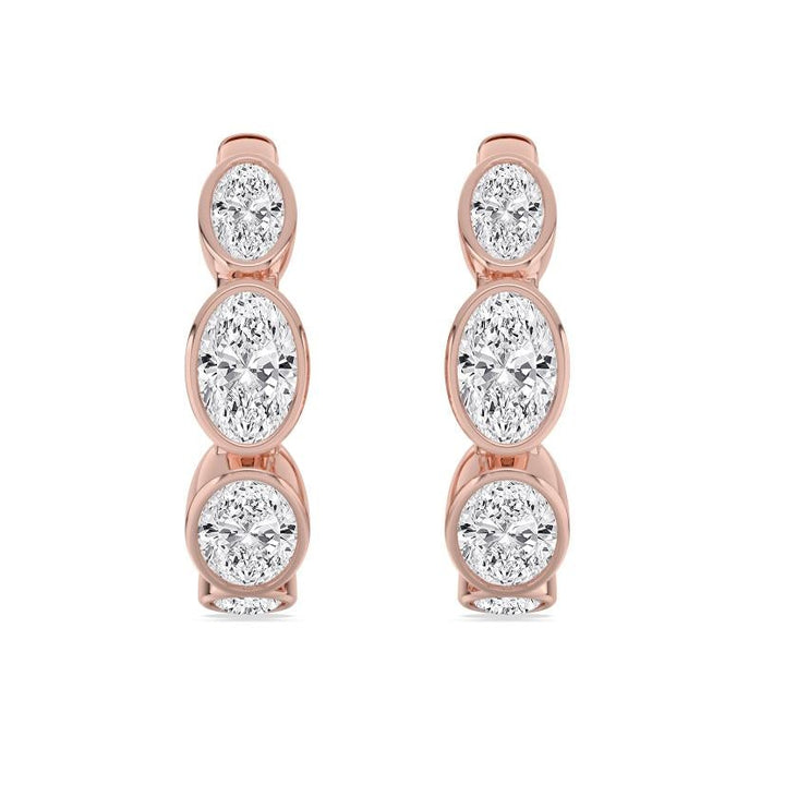 2.41ctw Oval Cut Lab-Grown Diamond Bezel-Set Huggie Hoop Earrings in 14k Rose Gold