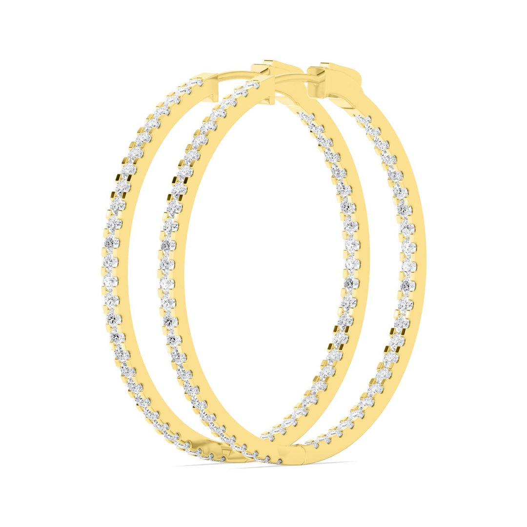 2ctw Round Brilliant Lab-Grown Diamond Inside-Out Hoop Earrings in 14kt Yellow Gold