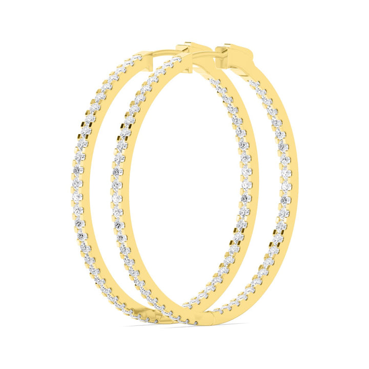 2ctw Round Brilliant Lab-Grown Diamond Inside-Out Hoop Earrings in 14kt Yellow Gold