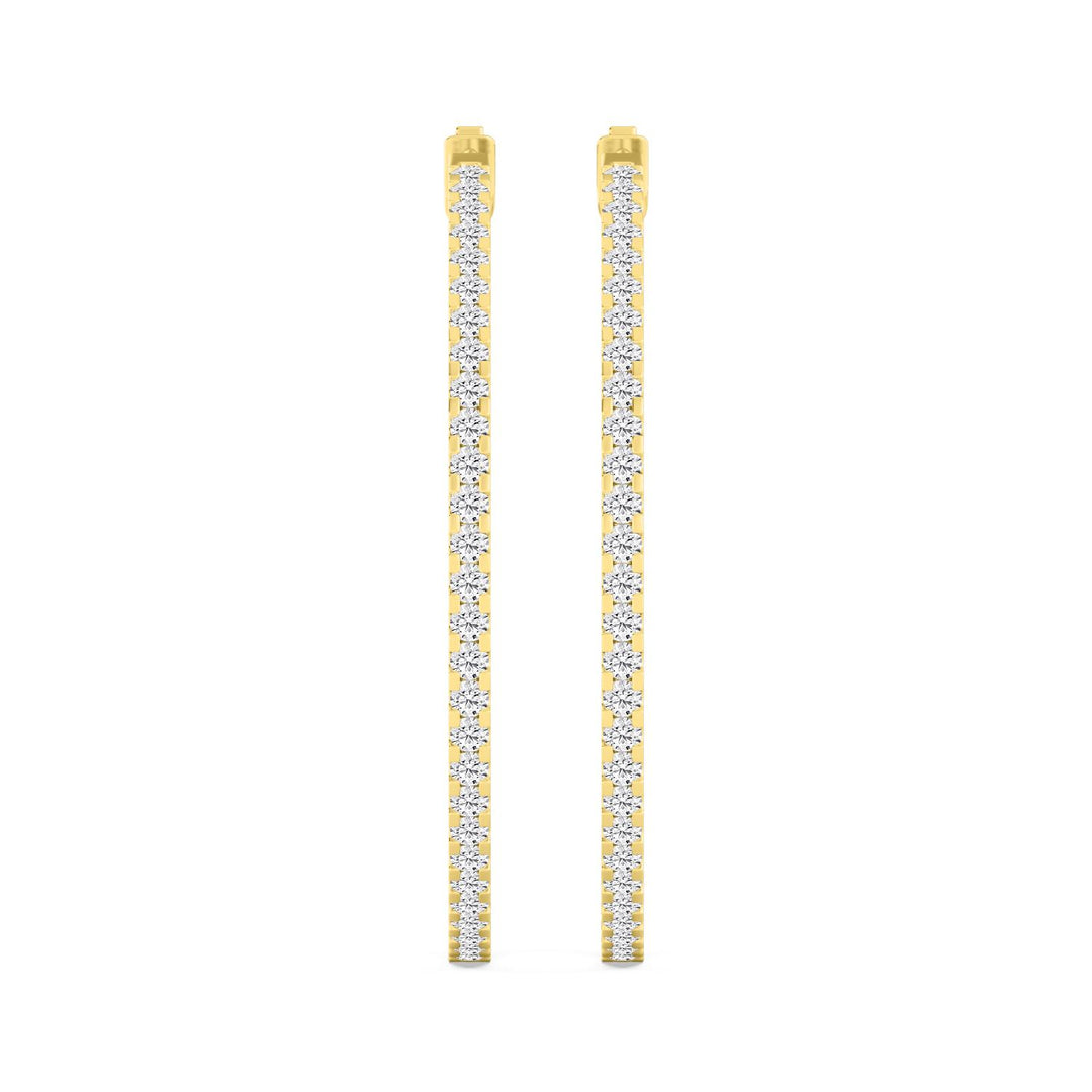 2ctw Round Brilliant Lab-Grown Diamond Inside-Out Hoop Earrings in 14kt Yellow Gold