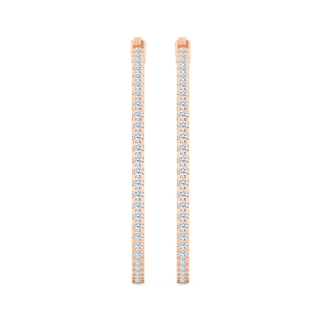 2ctw Round Brilliant Lab-Grown Diamond Inside-Out Hoop Earrings in 14kt Rose Gold