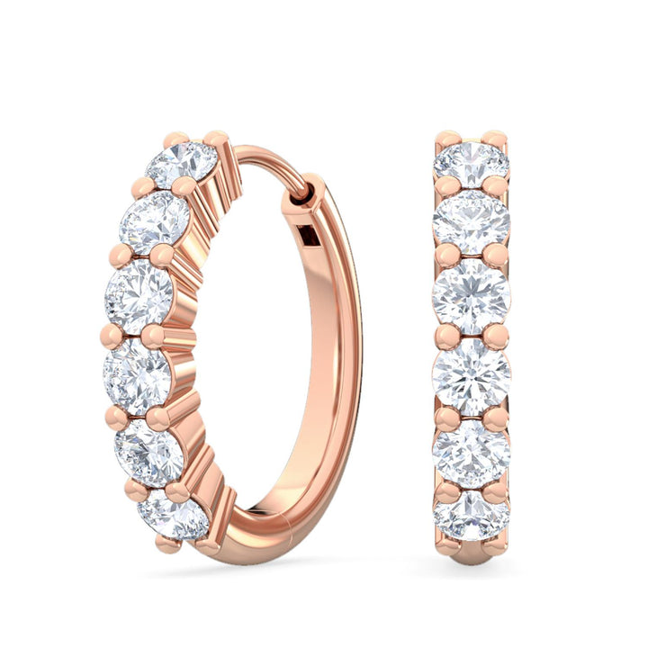 0.48ctw Round Brilliant Lab-Grown Diamond Huggie Hoop Earrings in 14kt Rose Gold