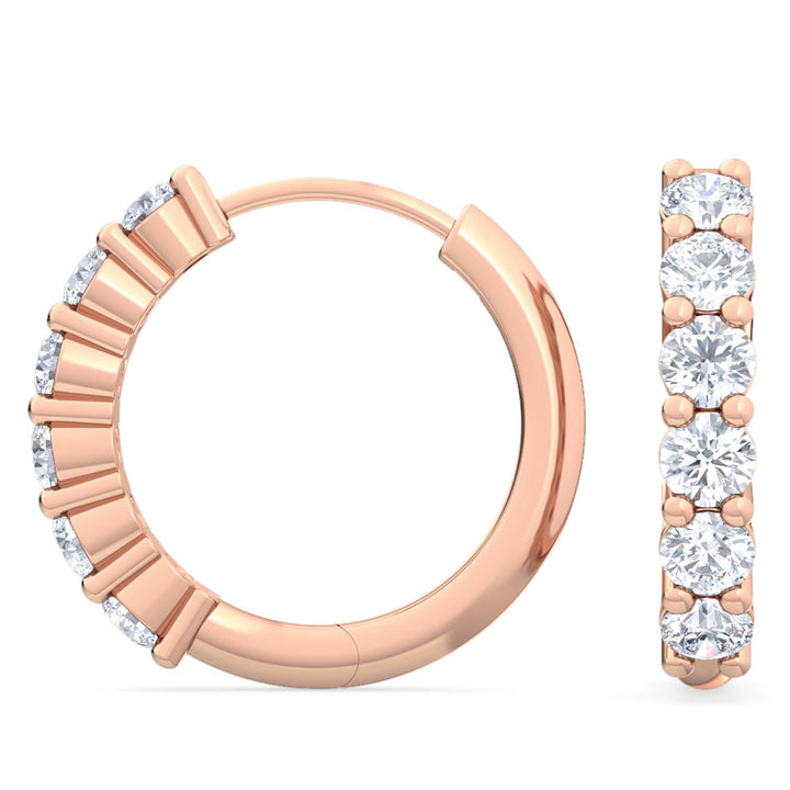 0.48ctw Round Brilliant Lab-Grown Diamond Huggie Hoop Earrings in 14kt Rose Gold