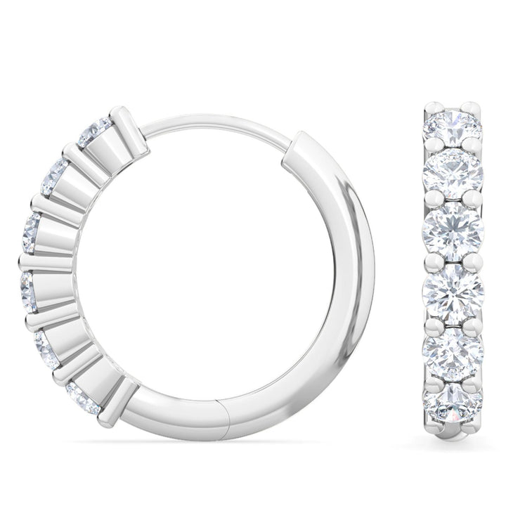0.48ctw Round Brilliant Lab-Grown Diamond Huggie Hoop Earrings in 14kt White Gold