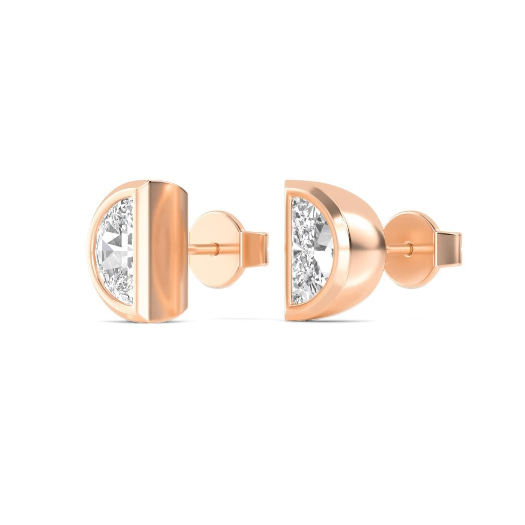 0.54ctw Half-Moon Cut Lab-Grown Diamond Stud Earrings in 14k Gold