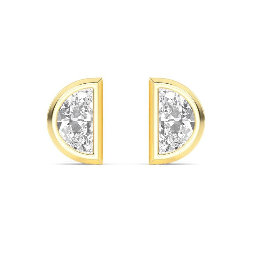 0.54ctw Half-Moon Cut Lab-Grown Diamond Stud Earrings in 14k Gold