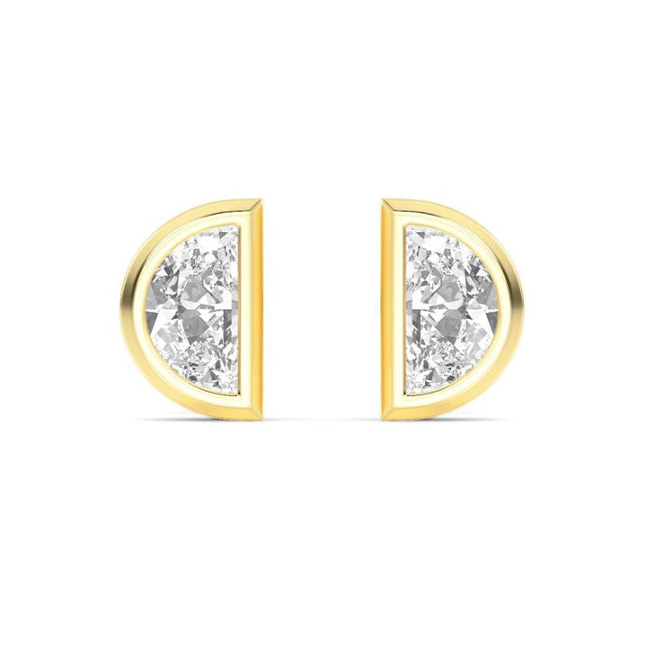 0.54ctw Half-Moon Cut Lab-Grown Diamond Stud Earrings in 14k Gold