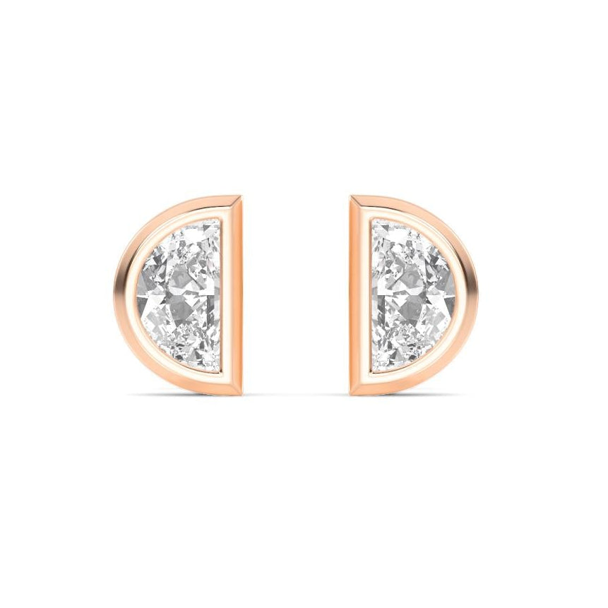 0.54ctw Half-Moon Cut Lab-Grown Diamond Stud Earrings in 14k Gold