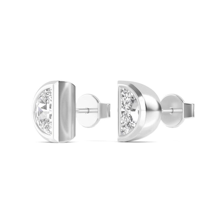0.54ctw Half-Moon Cut Lab-Grown Diamond Stud Earrings in 14k Gold
