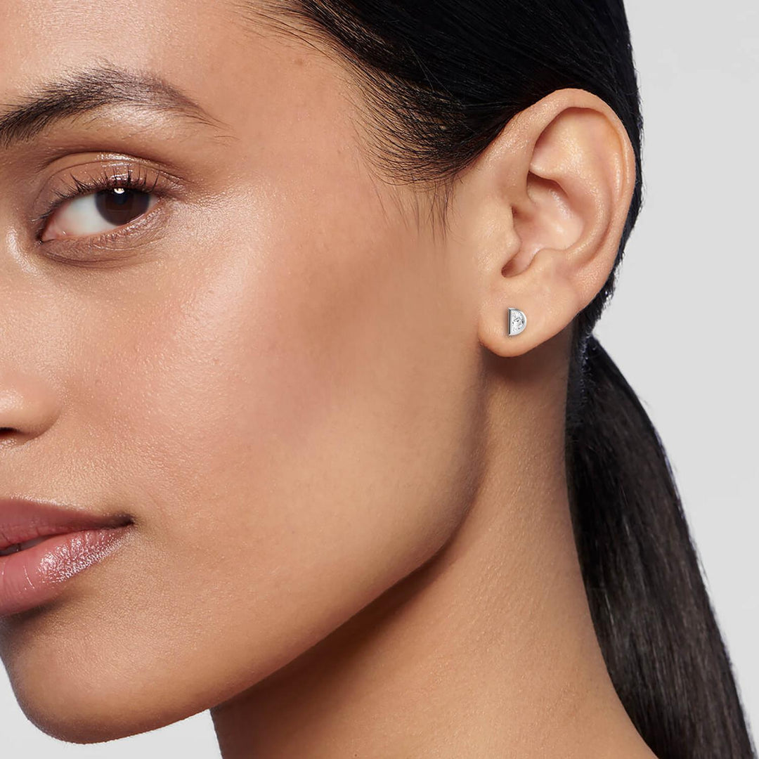0.54ctw Half-Moon Cut Lab-Grown Diamond Stud Earrings in 14k Gold