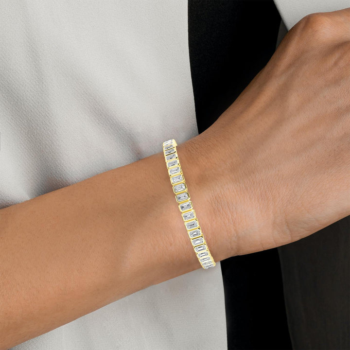 11.22ctw Radiant Cut Lab-Grown Diamond Bezel-Set Tennis Bracelet in 14k Yellow Gold