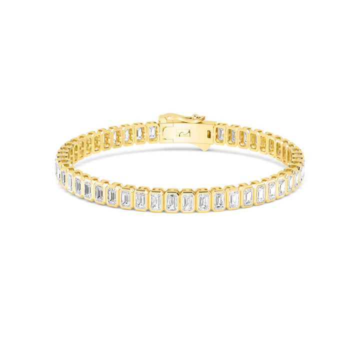 11.22ctw Radiant Cut Lab-Grown Diamond Bezel-Set Tennis Bracelet in 14k Yellow Gold