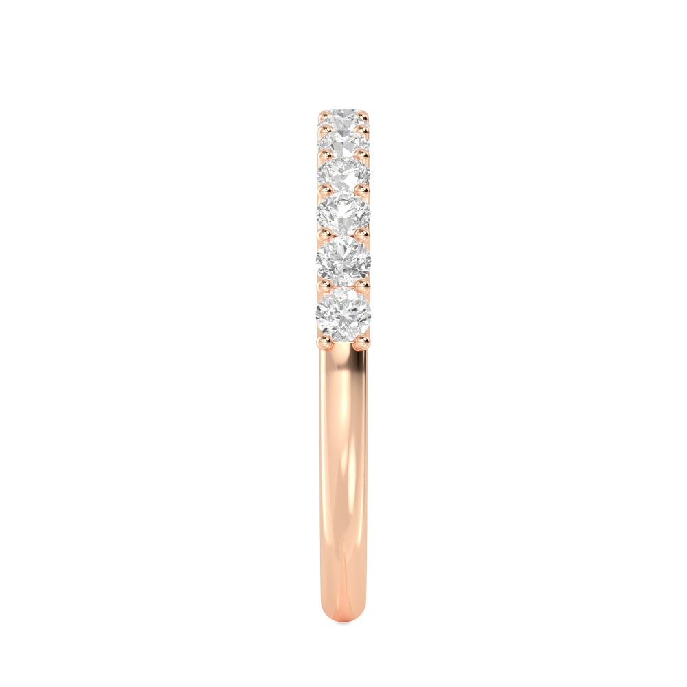 1ctw Round Brilliant Lab-Grown Diamond 10-Stone Wedding Band or Stackable Ring in 14k Rose Gold
