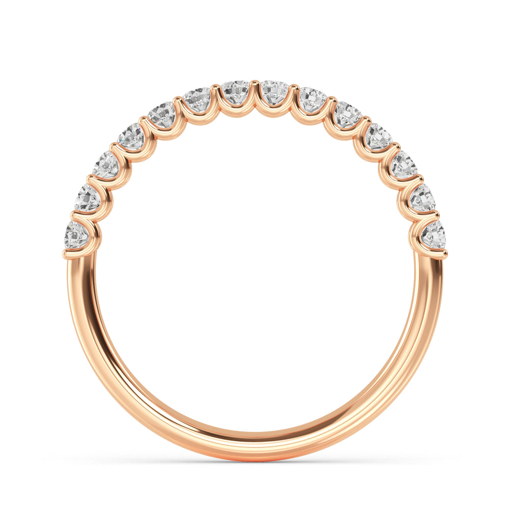 1ctw Round Brilliant Lab-Grown Diamond 10-Stone Wedding Band or Stackable Ring in 14k Rose Gold