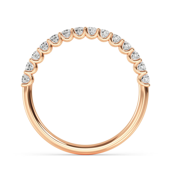 1ctw Round Brilliant Lab-Grown Diamond 10-Stone Wedding Band or Stackable Ring in 14k Rose Gold