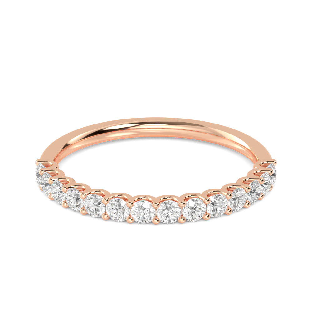 1ctw Round Brilliant Lab-Grown Diamond 10-Stone Wedding Band or Stackable Ring in 14k Rose Gold