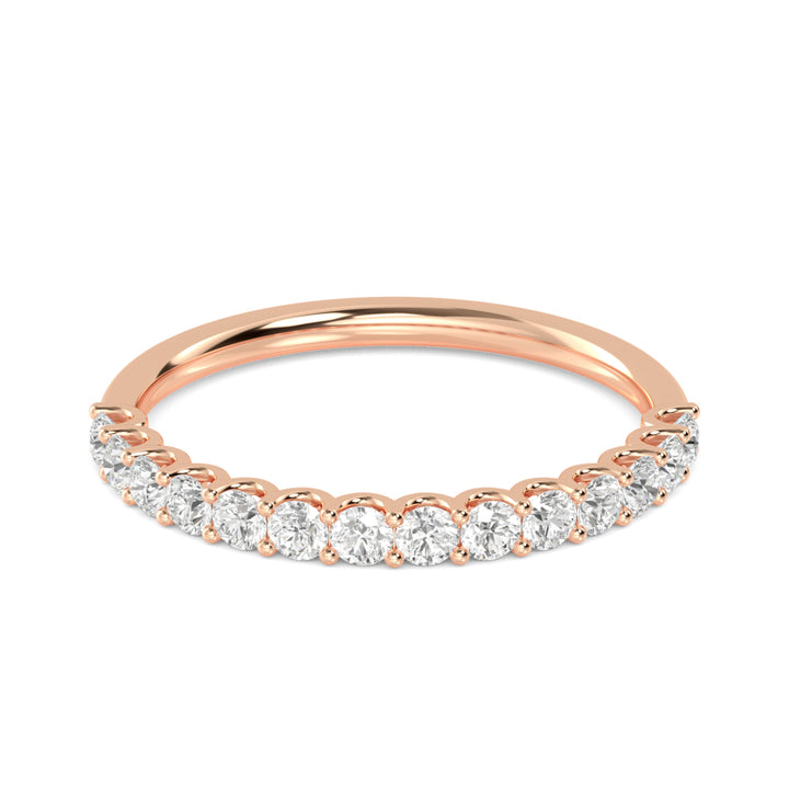 1ctw Round Brilliant Lab-Grown Diamond 10-Stone Wedding Band or Stackable Ring in 14k Rose Gold