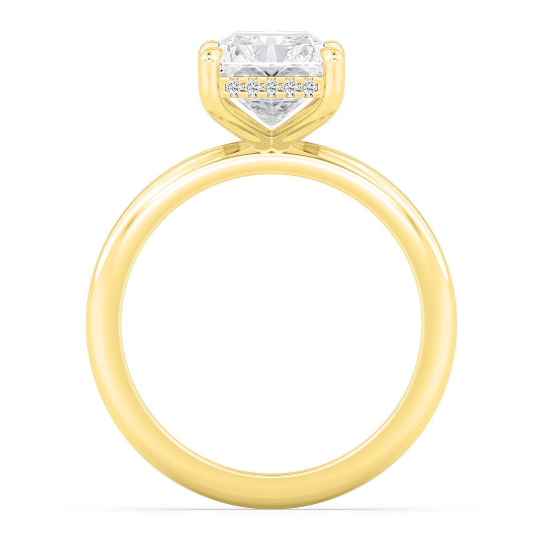 IGI Graded 3.02ct Radiant Cut with Round Brilliant Hidden Halo Lab-Grown Diamond Engagement Ring in 14k Yellow Gold