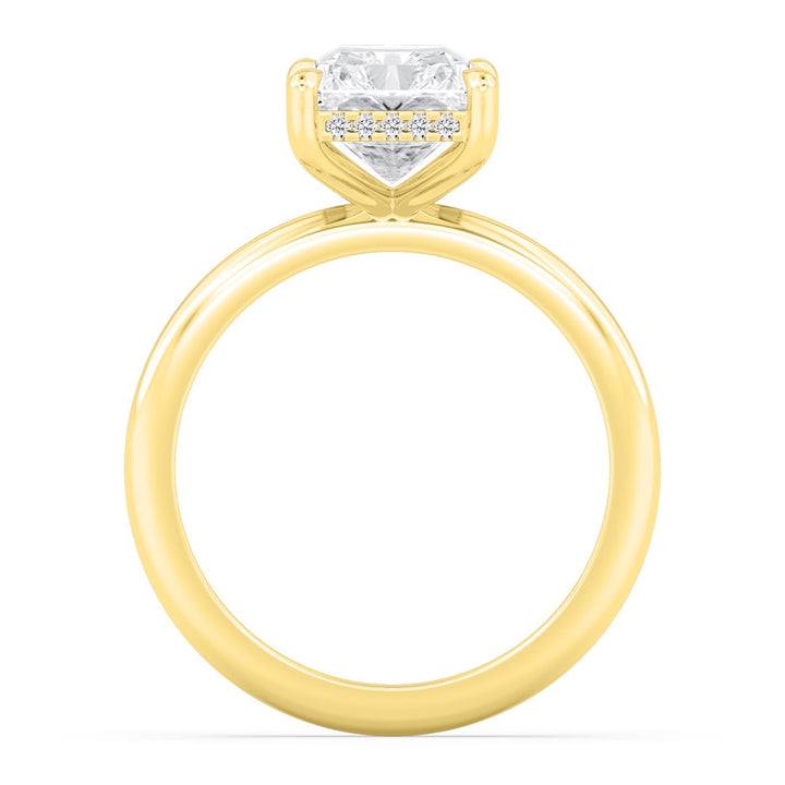 IGI Graded 3.02ct Radiant Cut with Round Brilliant Hidden Halo Lab-Grown Diamond Engagement Ring in 14k Yellow Gold