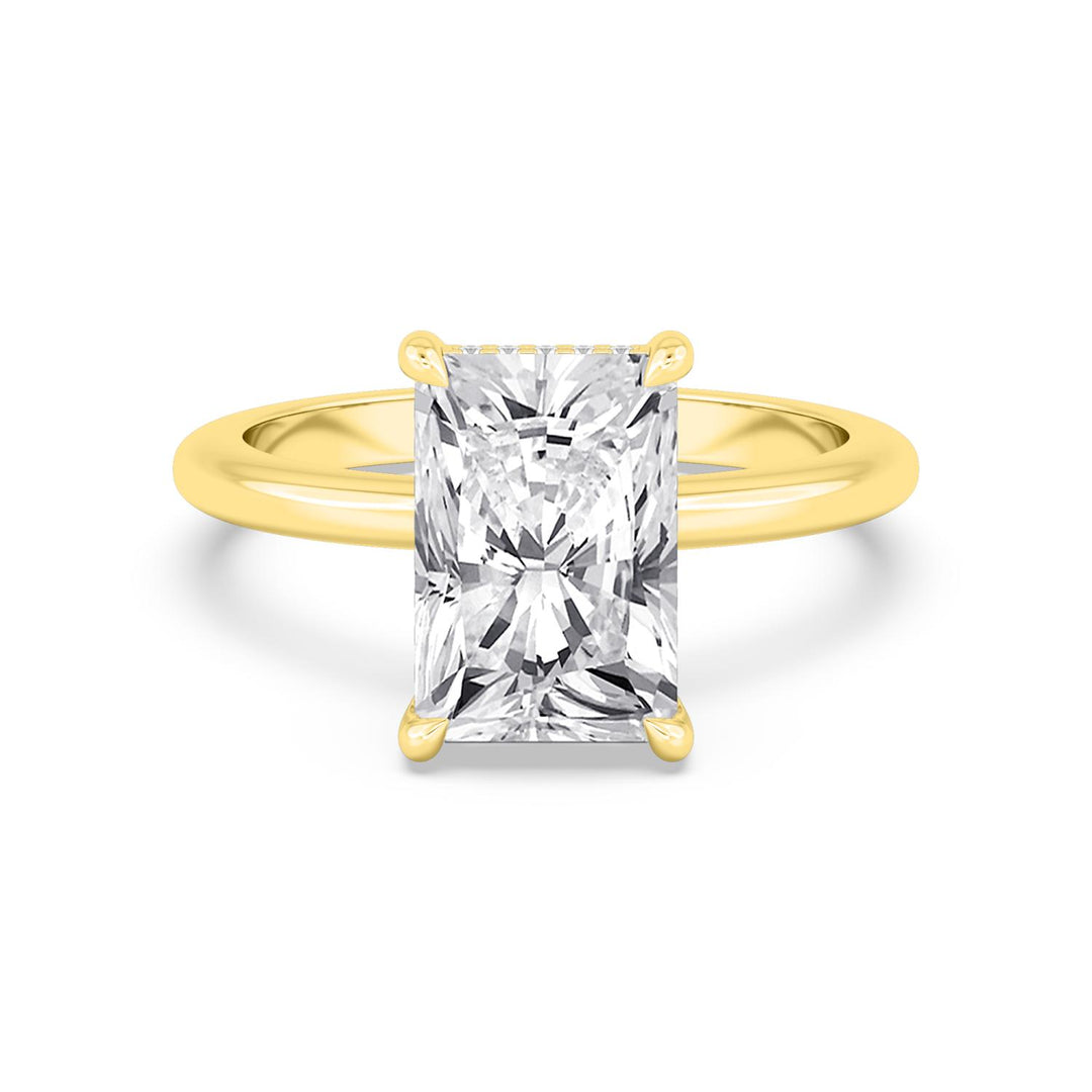 IGI Graded 3.02ct Radiant Cut with Round Brilliant Hidden Halo Lab-Grown Diamond Engagement Ring in 14k Yellow Gold