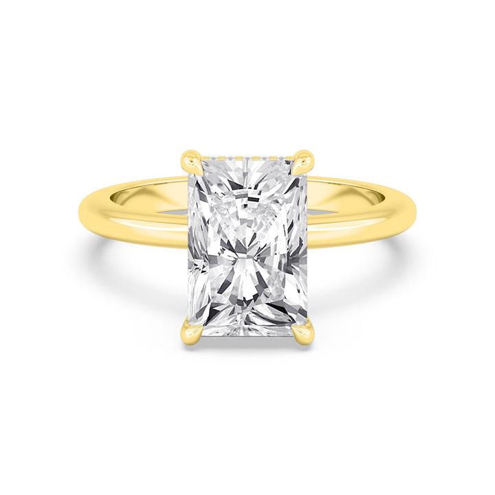 IGI Graded 3.02ct Radiant Cut with Round Brilliant Hidden Halo Lab-Grown Diamond Engagement Ring in 14k Yellow Gold