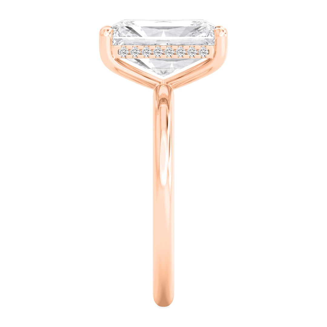 IGI Graded 3.02ct Radiant Cut with Round Brilliant Hidden Halo Lab-Grown Diamond Engagement Ring in 14k Rose Gold