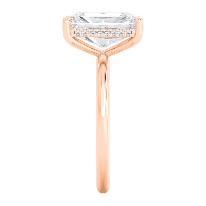 IGI Graded 3.02ct Radiant Cut with Round Brilliant Hidden Halo Lab-Grown Diamond Engagement Ring in 14k Rose Gold